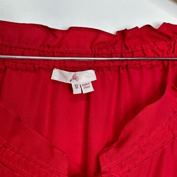 Joie Women’s Red Off Shoulder Tie Up Front Blouse Size Medium - Picture 7 of 8